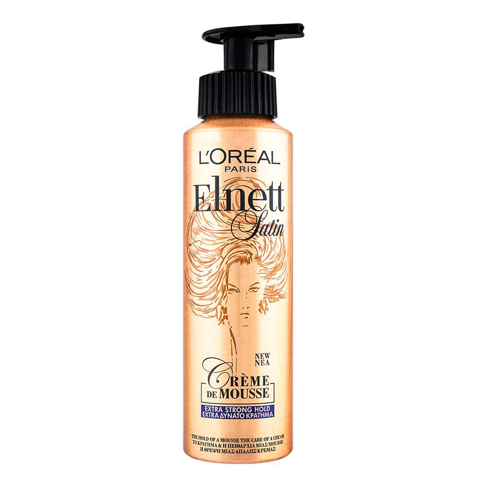 Loreal Studio Line Elnett Satin Mousse Pump 200ml Curls + Strong Hold - Image 1