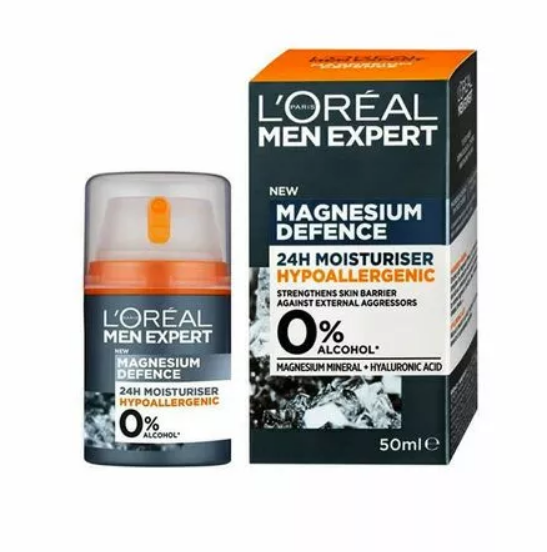 Loreal Men Moisturiser Magnesium Defence 50ml Hypoallergenic - Image 1